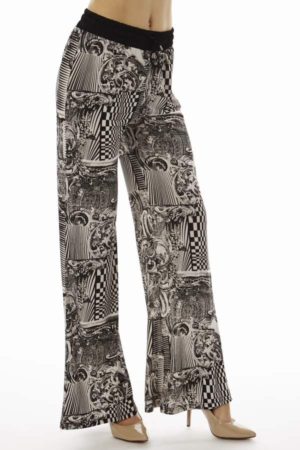 Abstract Checkered Palazzo Soft Pants