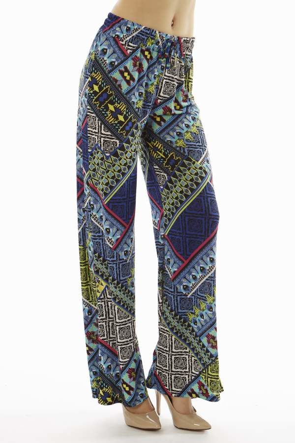 Vibrant Tribal Patch Wide Leg Palazzo Pants