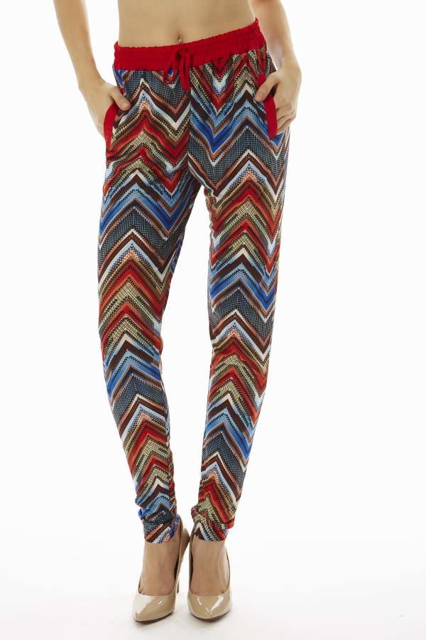 Fiery Red Chevron Soft Pants
