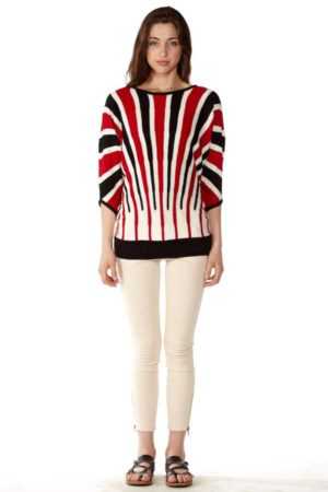 Black And Red Knitted Pullover Sweater