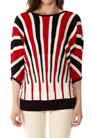Navy and Red Knitted Pullover