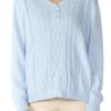 Knitted Sky Blue V-neck Sweater