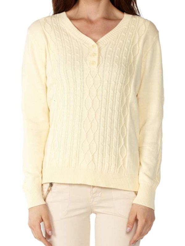 Knit Yellow Pointelle Sweater