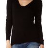 Cotton Black V-Neck Long Sleeve Top