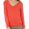 Coral Cotton V-Neck Sweater