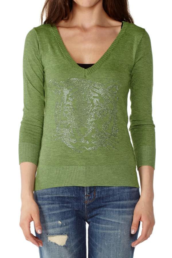 Mint Green V-Neck Tiger Top