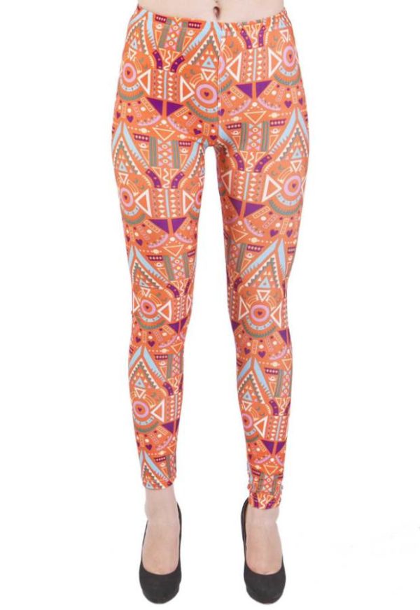 Orange Funky African Print Leggings
