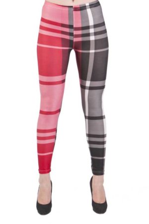 Plaid Microfiber Red & Black Patch Leggings
