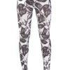 Bold Leaf Print Black Microfiber Leggings