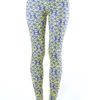Triangular Print Blue & Yellow Footless Leggings