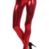 Red Metallic Footless Leggings