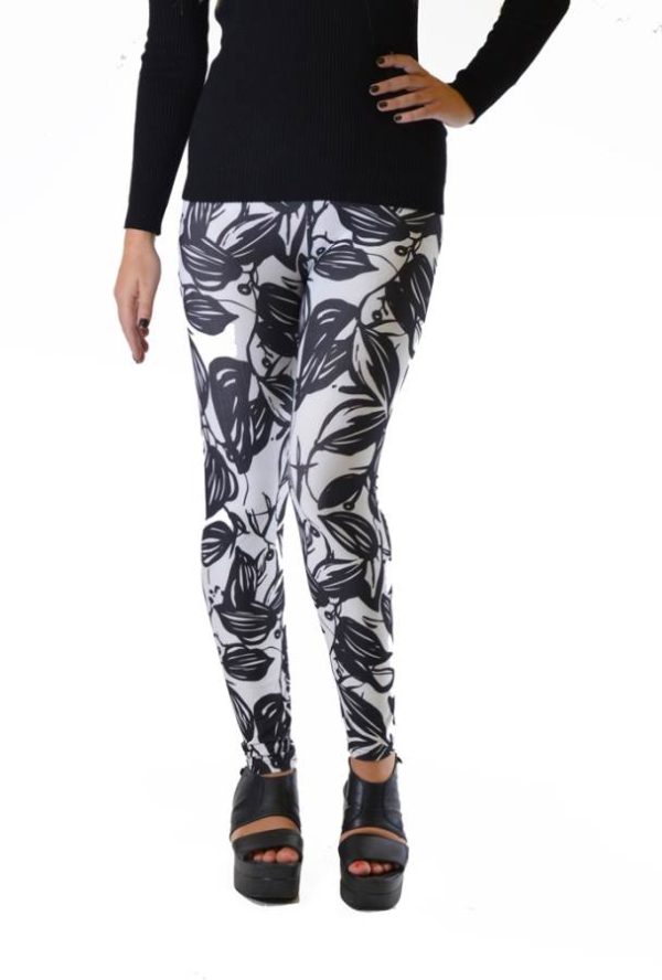 Black Leaf Silhouette Plus Size Leggings