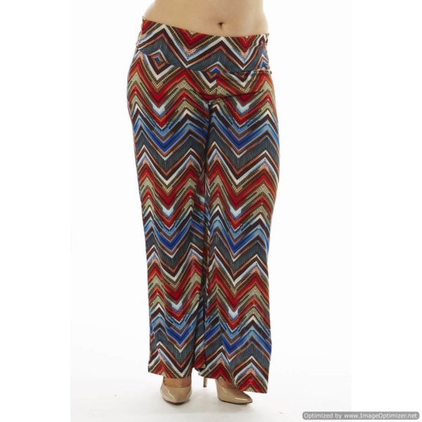 High-Waisted Chevron Plus Size Palazzo Wide Leg Pants