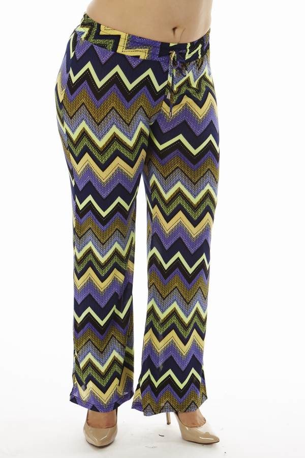 Vibrant Chevron Print Plus Size Bell Bottom Pants