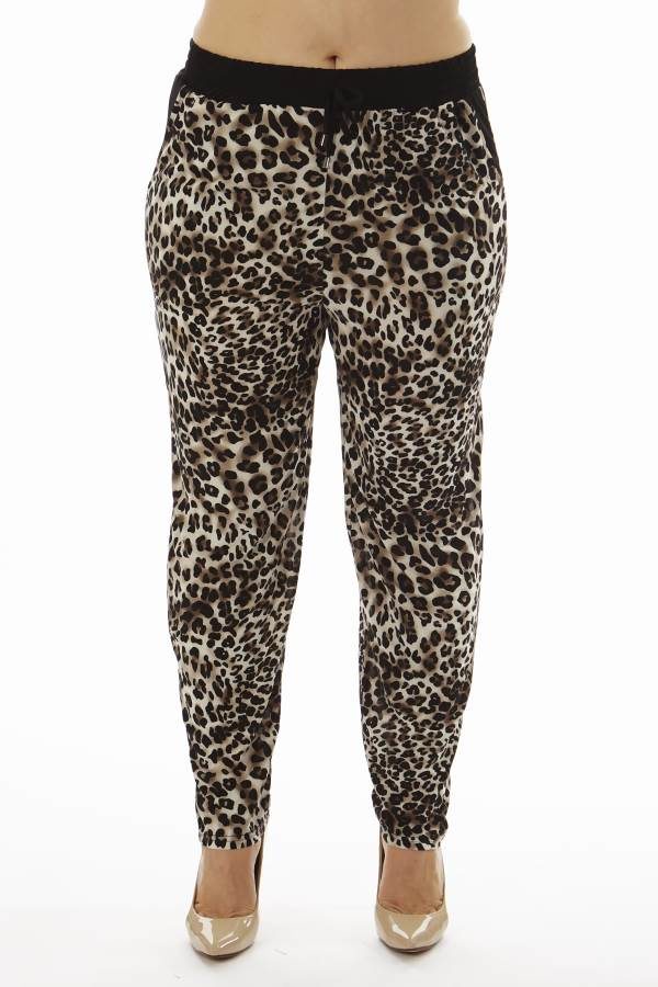 Brown Leopard Print Plus Size Soft Pants