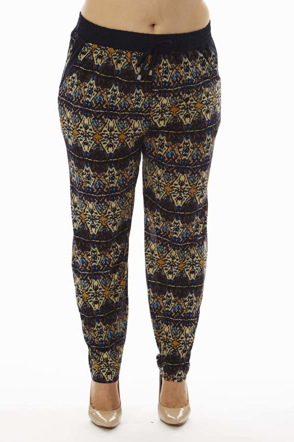 Geometric Kaleidoscope Print Plus Size Soft Pants
