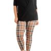 Brown Plus Size Plaid Ankle Leggings