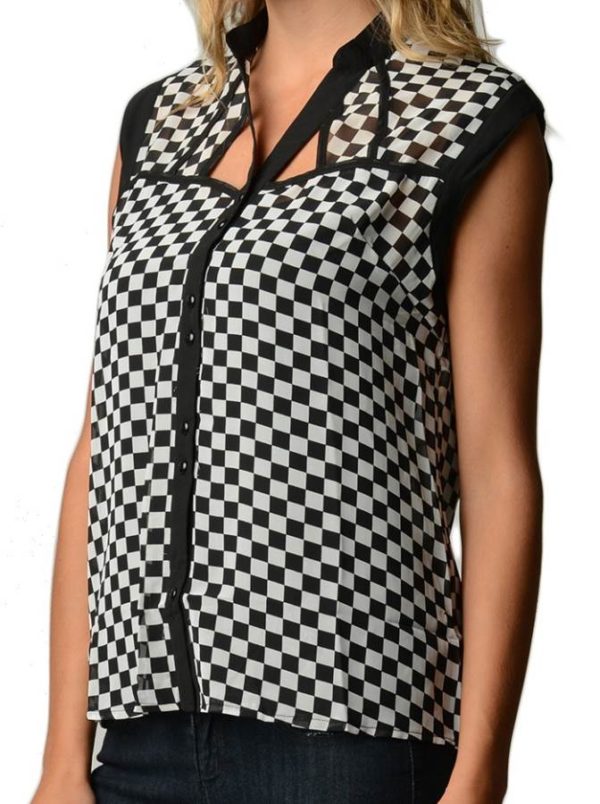 Checkerboard Chiffon Tank Top (Assorted Wholesale Bundle) Wholesale (Assorted Bundle 1X-2X-3X)