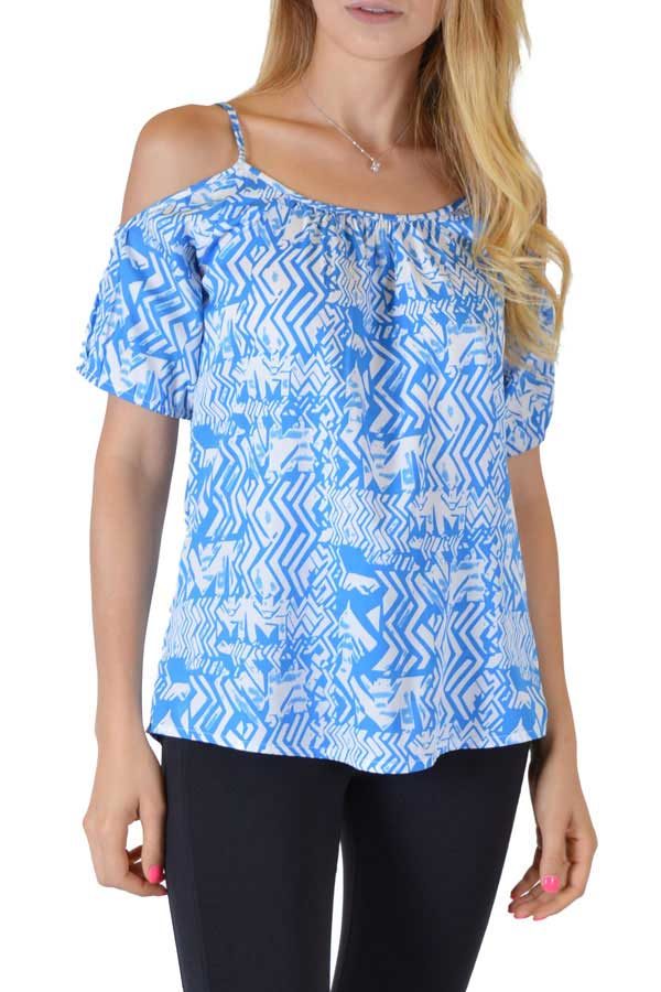 Blue Spaghetti Blouse With Sleeves