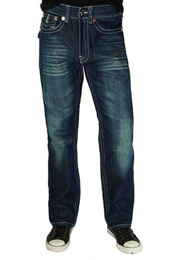 Blue White Denim Boot Cut Jeans