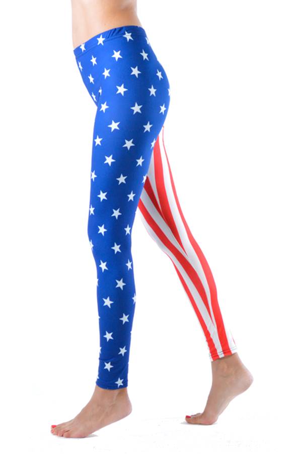 USA Olympic Style Diagonal Flag Leggings - Fashion Outlet NYC