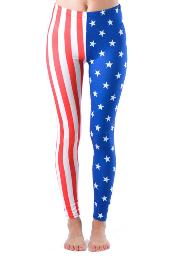 USA Olympic Style Diagonal Flag Leggings - Fashion Outlet NYC