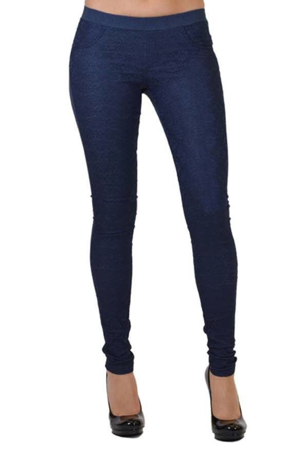 Jean color all-over lace pants