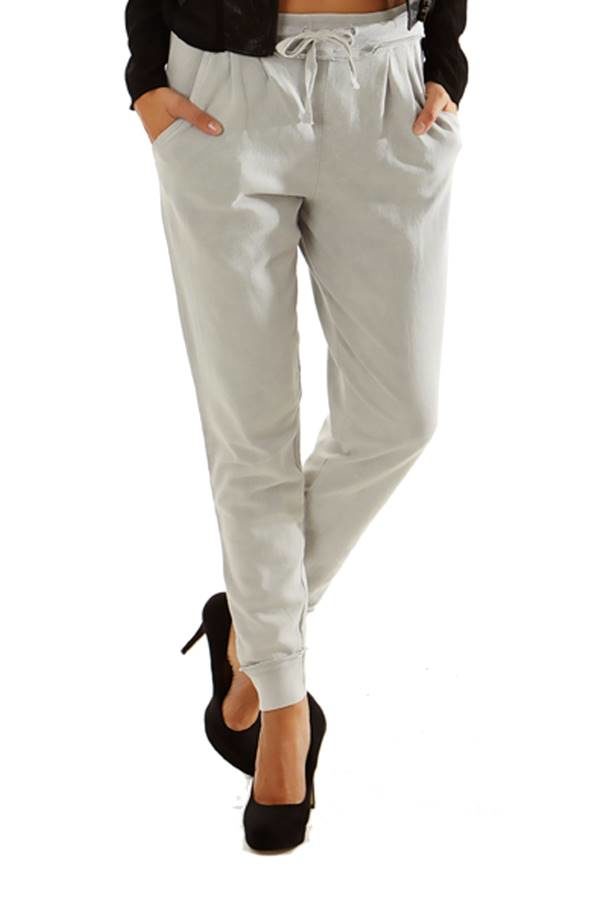 Light Grey Simple Slim Pants