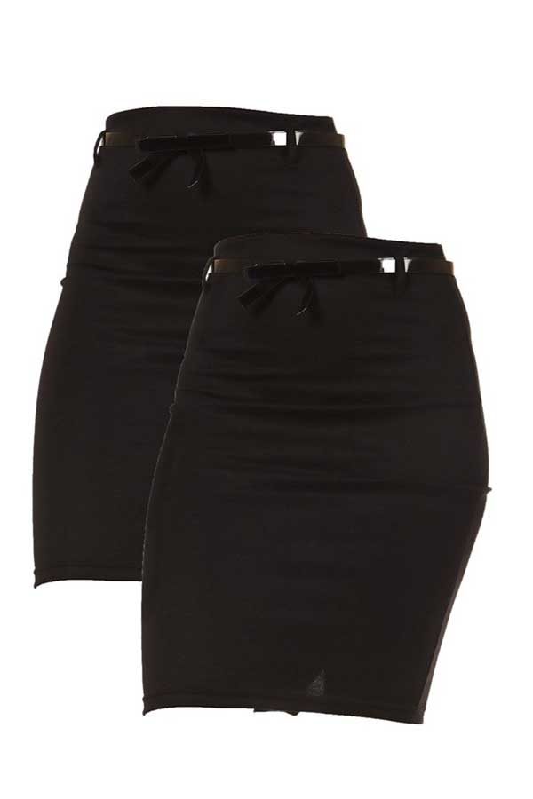 2 Pack Women's High Waist Pencil Skirt