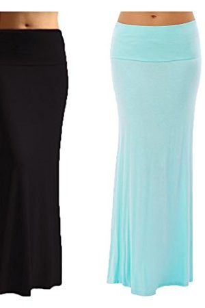 2 Pack Women's Rayon Spandex Maxi Skirt