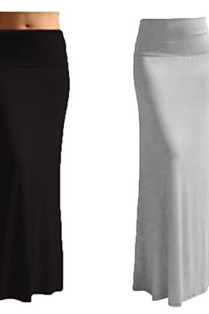 2 Pack Women's Rayon Spandex Maxi Skirt