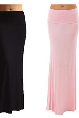 2 Pack Women's Rayon Spandex Maxi Skirt
