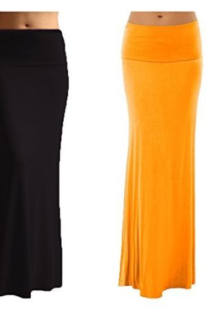 2 Pack Women's Rayon Spandex Maxi Skirt