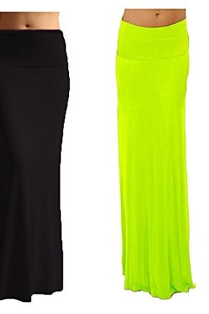 2 Pack Women's Rayon Spandex Maxi Skirt