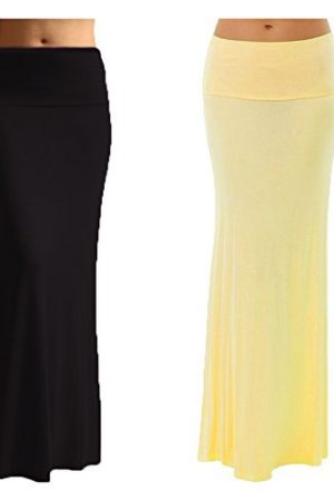 2 Pack Women's Rayon Spandex Maxi Skirt