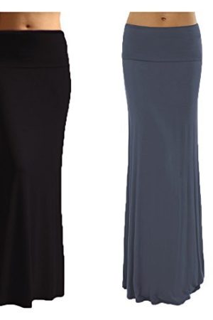 2 Pack Women's Rayon Spandex Maxi Skirt