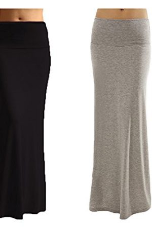 2 Pack Women's Rayon Spandex Maxi Skirt