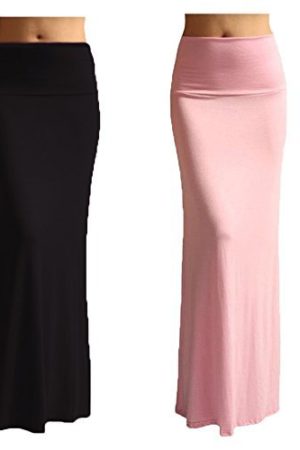2 Pack Women's Rayon Spandex Maxi Skirt