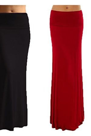 2 Pack Women's Rayon Spandex Maxi Skirt