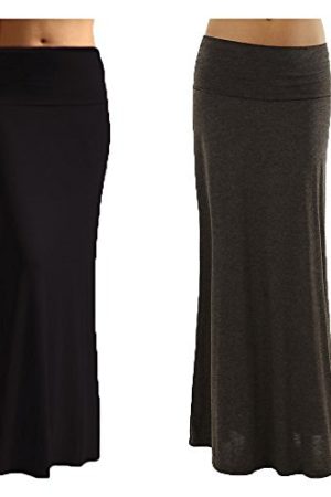 2 Pack Women's Rayon Spandex Maxi Skirt