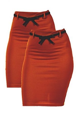 2 Pack Women's High Waist Pencil Skirt