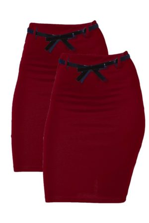 2 Pack Women's High Waist Pencil Skirt