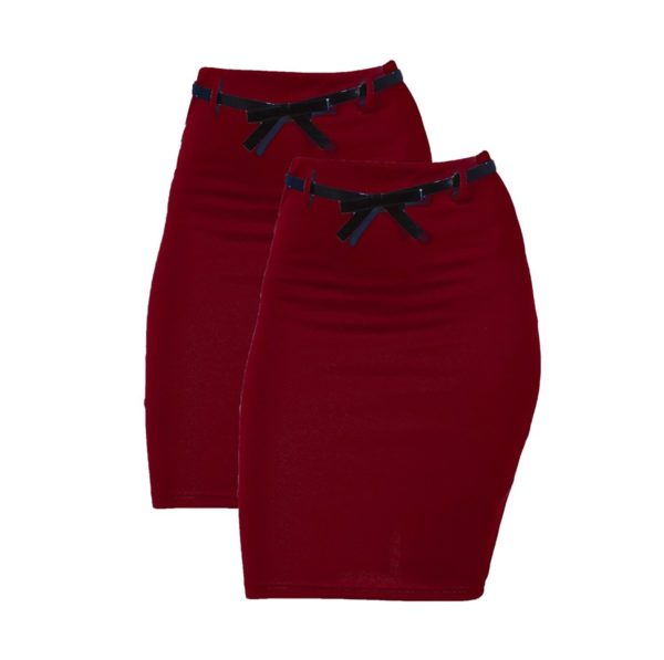 2 Pack Women's High Waist Pencil Skirt