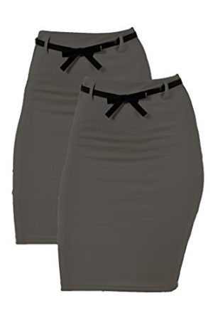 2 Pack Women's High Waist Pencil Skirt