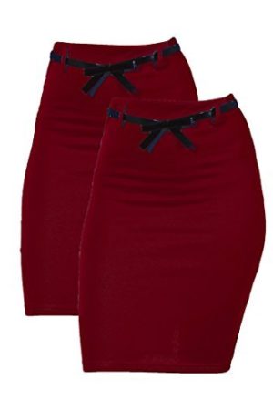 2 Pack Women's High Waist Pencil Skirt