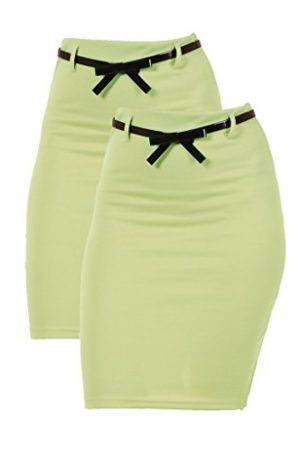 2 Pack Women's High Waist Pencil Skirt