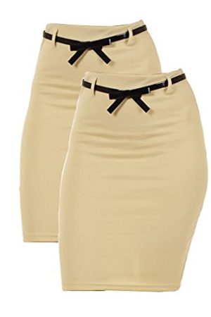 2 Pack Women's High Waist Pencil Skirt