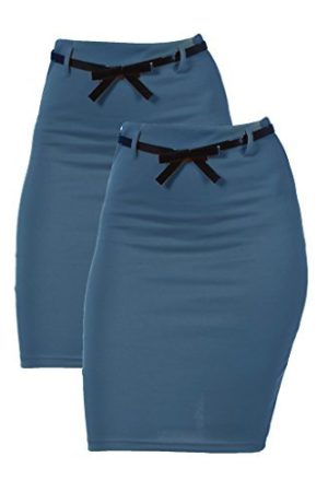 2 Pack Women's High Waist Pencil Skirt