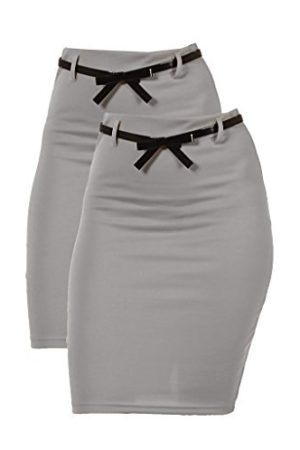 2 Pack Women's High Waist Pencil Skirt