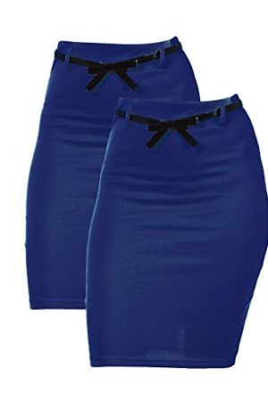 2 Pack Women's High Waist Pencil Skirt